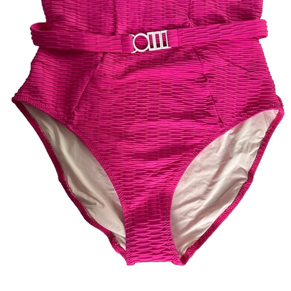 Solid & Striped Women's NWOT Hot Pink The Spencer Belted One Piece Swimsuit Swim - Picture 3 of 7